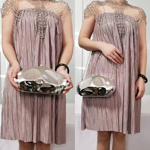 Elegant Multi-Color Removable Chain Shoulder Bag - Ideal for Weddings & Parties - Picture 5 of 6